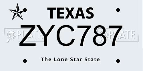 ZYC787 Texas License Plate