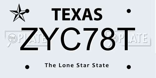 ZYC78T Texas License Plate