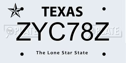 ZYC78Z Texas License Plate