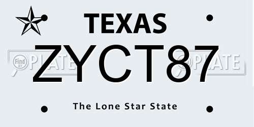 ZYCT87 Texas License Plate