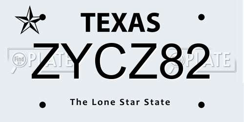 ZYCZ82 Texas License Plate