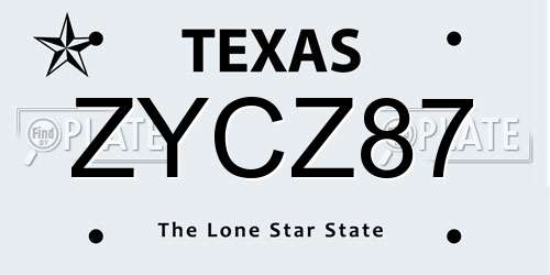 ZYCZ87 Texas License Plate