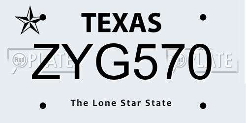 ZYG570 Texas License Plate