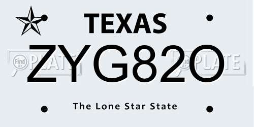 ZYG82O Texas License Plate