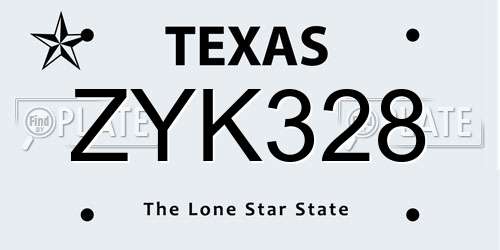 ZYK328 Texas License Plate
