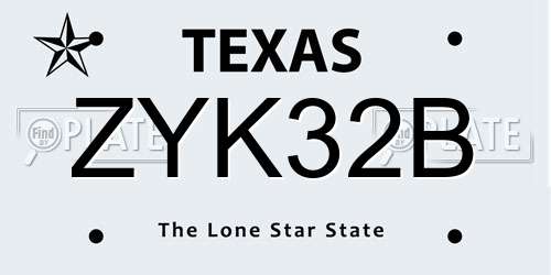 ZYK32B Texas License Plate
