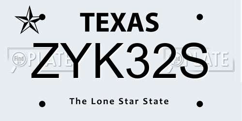 ZYK32S Texas License Plate