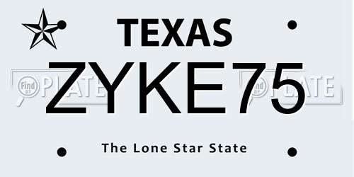 ZYKE75 Texas License Plate