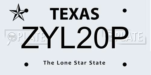 ZYL20P Texas License Plate