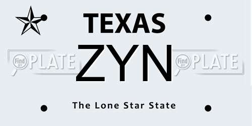 ZYN Texas License Plate