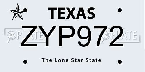 ZYP972 Texas License Plate