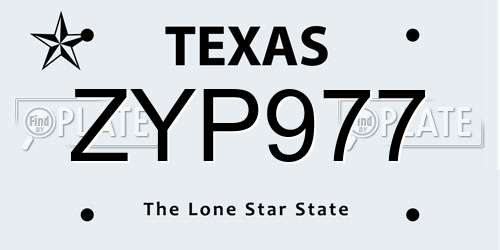 ZYP977 Texas License Plate
