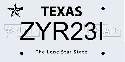 ZYR23I Texas License Plate