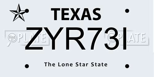 ZYR73I Texas License Plate