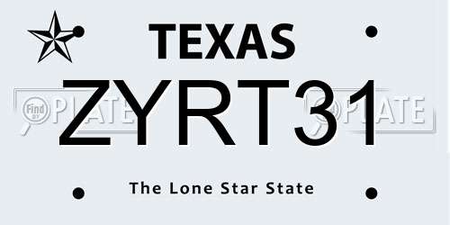 ZYRT31 Texas License Plate