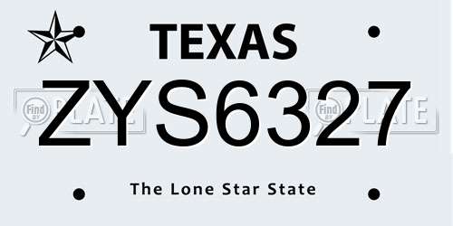 ZYS6327 Texas License Plate