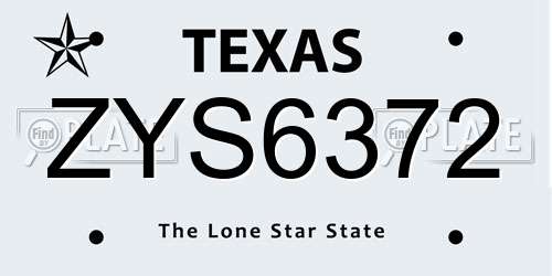 ZYS6372 Texas License Plate
