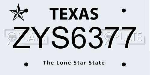 ZYS6377 Texas License Plate