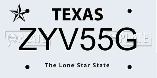 ZYV55G Texas License Plate