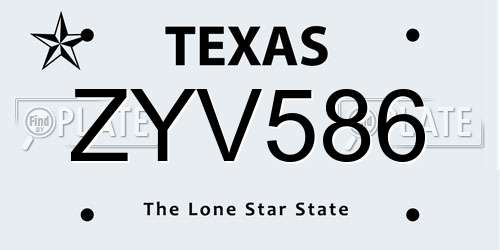 ZYV586 Texas License Plate
