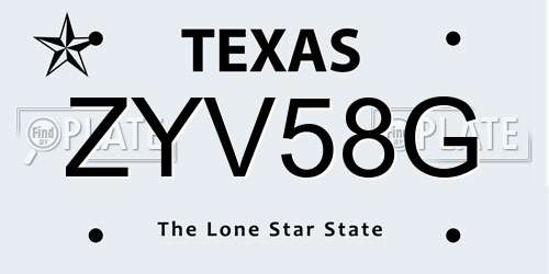 ZYV58G Texas License Plate