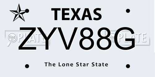 ZYV88G Texas License Plate