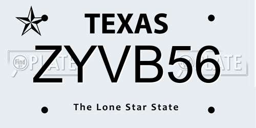 ZYVB56 Texas License Plate