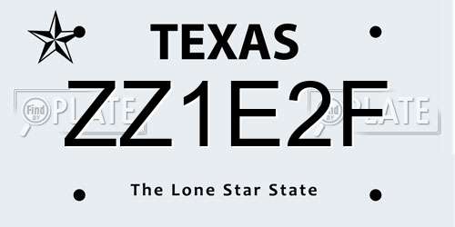 ZZ1E2F Texas License Plate