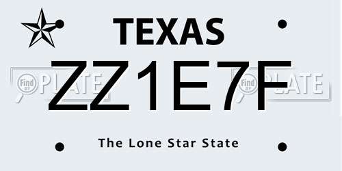 ZZ1E7F Texas License Plate