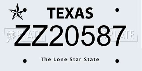 ZZ20587 Texas License Plate