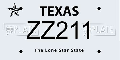 ZZ211 Texas License Plate