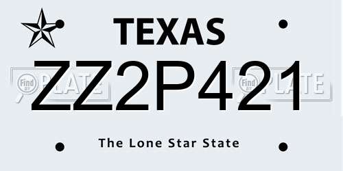 ZZ2P421 Texas License Plate