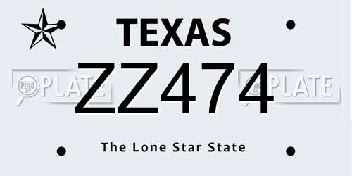 ZZ474 Texas License Plate