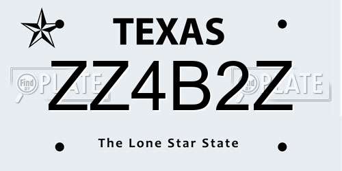 ZZ4B2Z Texas License Plate