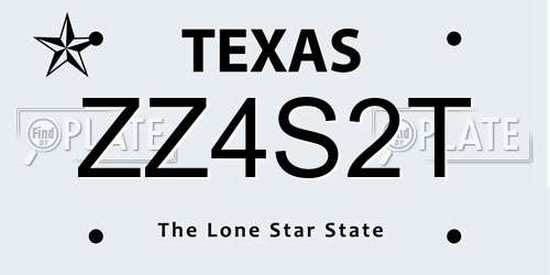 ZZ4S2T Texas License Plate