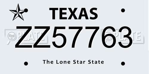 ZZ57763 Texas License Plate