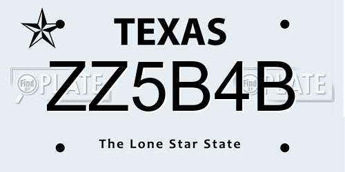 ZZ5B4B Texas License Plate