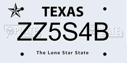 ZZ5S4B Texas License Plate
