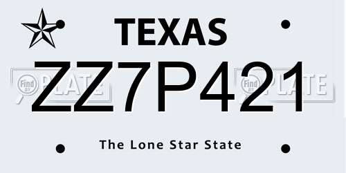 ZZ7P421 Texas License Plate