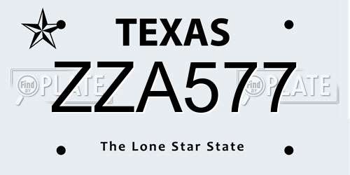 ZZA577 Texas License Plate