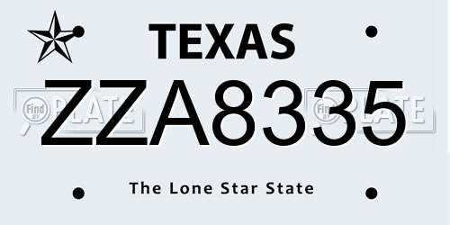 ZZA8335 Texas License Plate