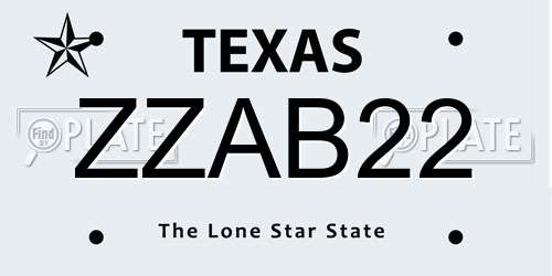 ZZAB22 Texas License Plate