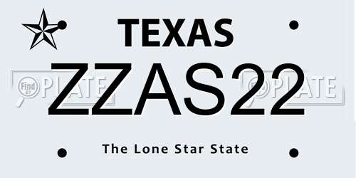 ZZAS22 Texas License Plate