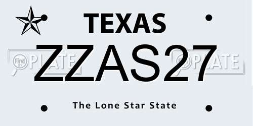 ZZAS27 Texas License Plate