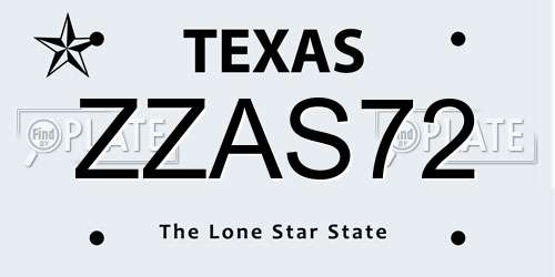 ZZAS72 Texas License Plate