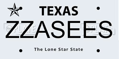 ZZASEES Texas License Plate