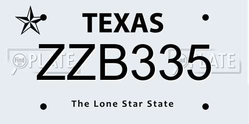 ZZB335 Texas License Plate