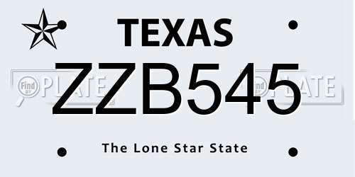 ZZB545 Texas License Plate