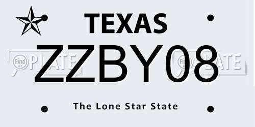 ZZBY08 Texas License Plate