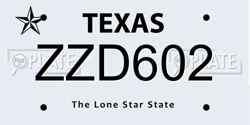 ZZD602 Texas License Plate